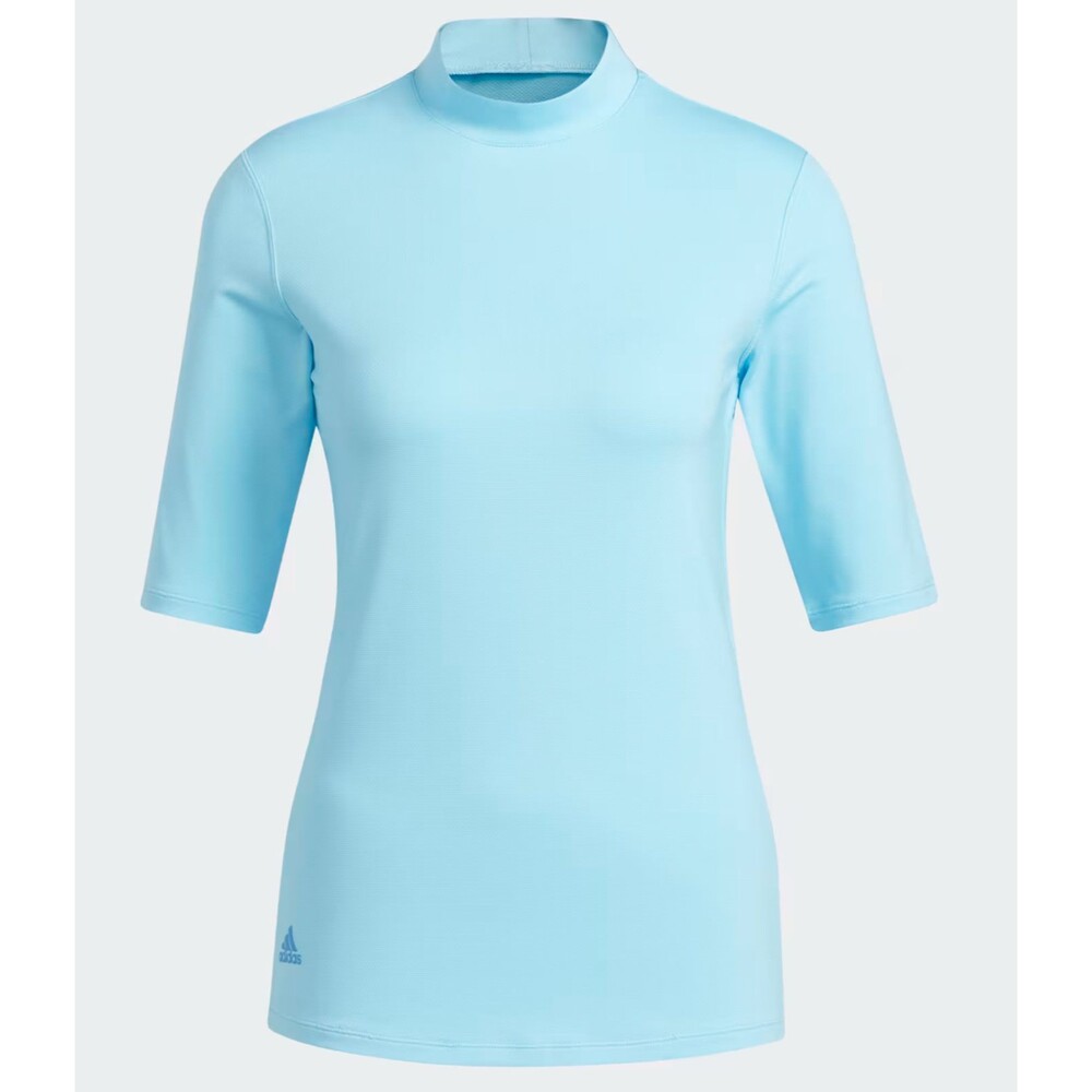 Adidas Golf Shirt Women's Large Bliss Blue Mock Neck UPF 50 Stretch HM5543 NWT - Picture 7 of 14